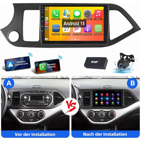 Autoradio Apple CarPlay 9 pouces GPS BT WiFi RDS pour Kia Picanto TA 2011-2016 4+64G DAB CAM