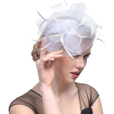 Banquet plume diadème plume diadème chapeau mariage cheveux accessoires élégant rond mariage Banquet épingle à cheveux blanc