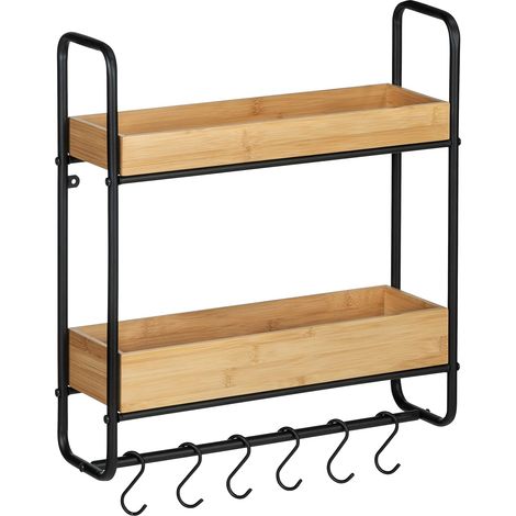 Etagère Murale Industrielle Loft, étagère Murale Bois Acier Noir, étagère Murale pour Chambre, Cuisine (1/5)