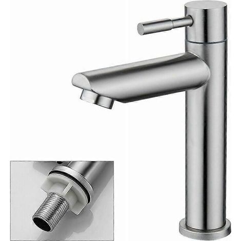 Robinet en nickel brossé, chromage résistant à la corrosion et aux rayures, alimentation en eau froide, convient à tous les styles de décoration, y compris les garages. (1/4)