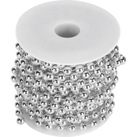 Guirlande de Perles Argentées 8mm - Rouleau de 10m pour Décorations de Fêtes - Décoration Murale Étincelante (1/5)
