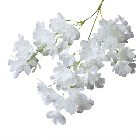 Branche Artificielle Fleurs Cerisier Blanc Décoration Mariage, Tige Unique 66CM, Tissu Soie et Plastique (1/3)