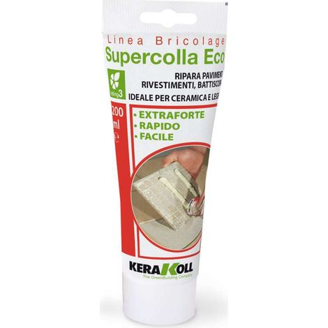 Kerakoll Supercolla Eco 200ml - Adesivo organico minerale extraforte - Riparazione pavimenti e battiscopa