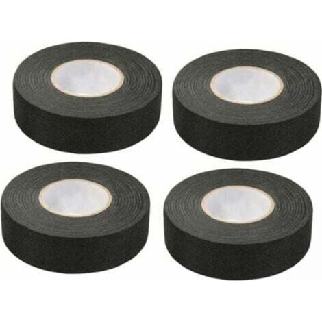 4 Pièces Noir Ruban Adhésif Auto (1.5 cm x 15 m) - Ruban Chiffon de Voiture, Ruban Adhesif Haute Temperature, Scotch Noir Resistant, Scotch Tissu, Bande de Harnais de Câblage de Voiture (1/4)