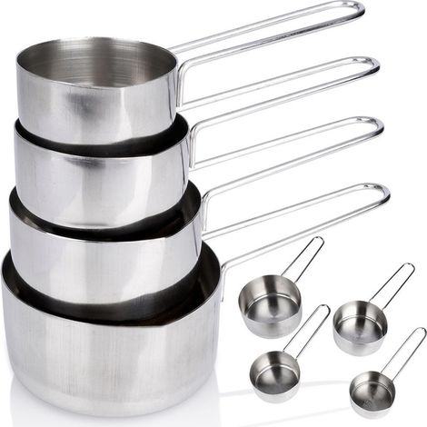 4 tazas y cucharas medidoras de cocina de acero inoxidable (1/5)