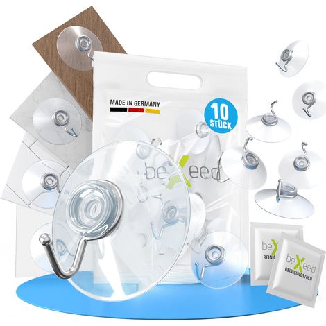Lot de 10 crochets à ventouse - 20 mm - Avec chiffon de pré-nettoyage - Extra solides - Ventouses pour fenêtre, salle de bain, cuisine, verre, miroir, carrelage - Sans perçage (Ø 20 mm) (1/5)