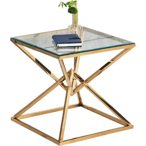 Guéridon PYRAMIDE Gold Transparent 55x55x H55 cm (1/2)