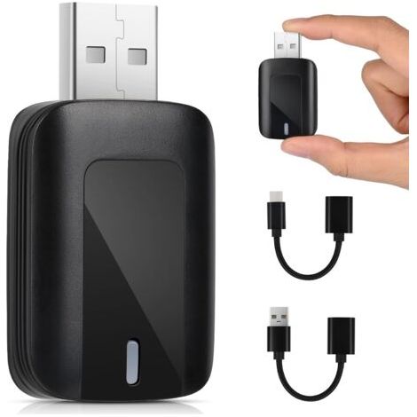 Android Auto & Adaptateur sans Fil Car-Play, Dongle Car-Play sans Fil WiFi 5GHz Plug & Play, Wired Car-Play to Wireless s'adapte aux Voitures 2015 + (BT5.0 / WiFi2,4G) (1/5)