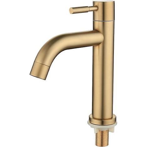 304 Or Bross Unique Robinet De Bassin Froid En Acier Inoxydable Robinet De Salle De Bain 4 Points Interface Pvd Robinet Court (1/5)