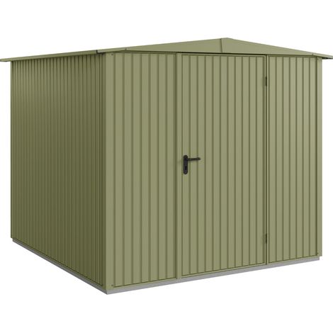 Hörmann Metall-Gerätehaus Berry Classic mit Satteldach Typ 2, 259 x 248 cm, schilfgrün, 6,4 m², 1-flüglige Tür (1/5)