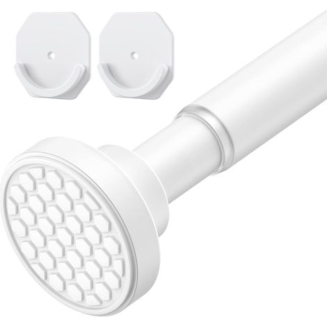 Barra de ducha telescópica de 160-250 cm, no requiere taladrar, ideal para baño, ventana, armario, color blanco. (1/5)