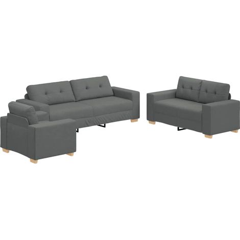 Sofa 3 pcs Dark Grey Fabric vidaXL