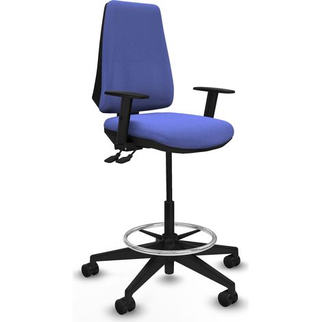 Taburete Elche AS bali azul claro brazos 1D base piramidal ruedas 65mm nailon