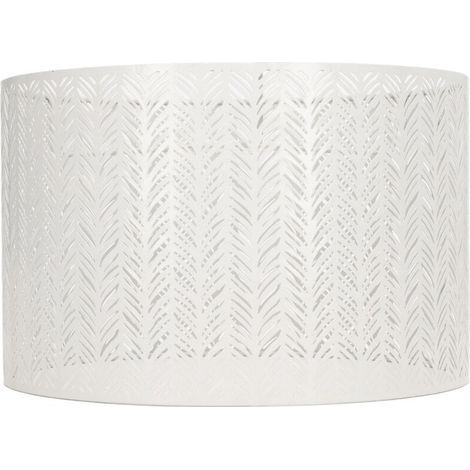 Abat-jour tambour E27 E14 en forme de feuille de sapin, couvercle d'abat-jour décoratif en métal ajouré pour lampe de plafond murale de Table blanc (1/5)