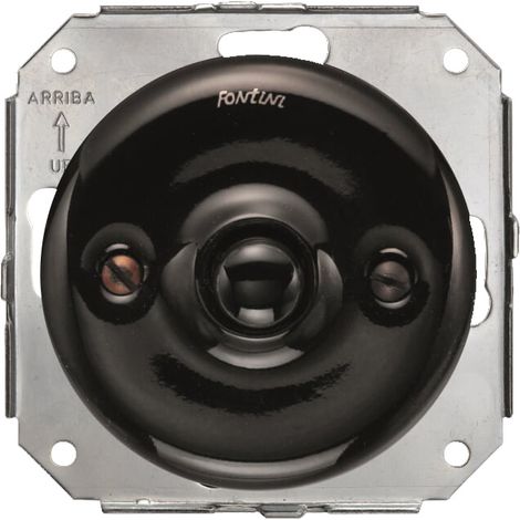 Fontini – Bouton poussoir porcelaine noire 10A 250V – Appareillage encastrable avec viserie – Accepte câbles 1.5 à 2.5mm² – 31310273