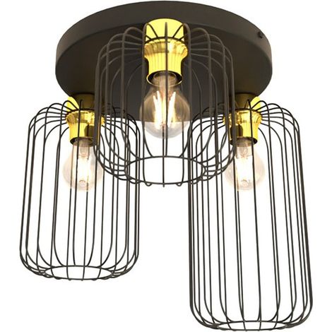 Lampada a sospensione BARN in acciaio nero e oro (1/4)