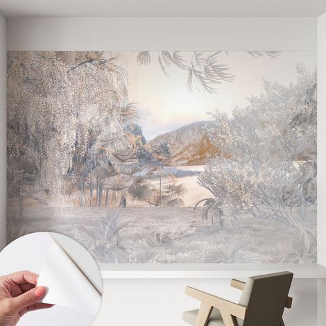 Papier peint adhésif décoratif pour salon chambre et cuisine Facile à poser avec colle La nature de la subtilité 152x104 cm (1/5)
