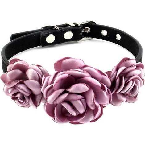 Rosa geblümtes Halsband für Hunde und Katzen, Größe XS, lila-violett, elegantes Halsband für Kleintiere, niedliches und bequemes Accessoire.