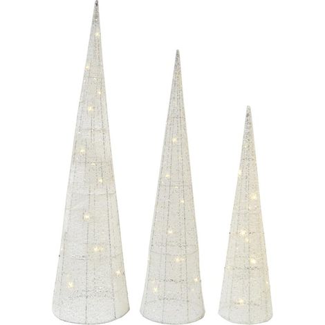 MAURY'S GLITTER WHITE SET 3 CONI DECORATIVI A LED OKX