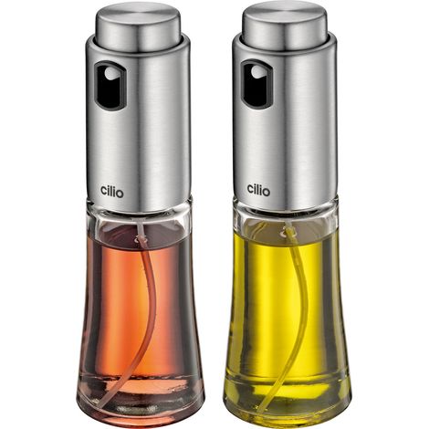 Spruzzatori per aceto e olio, 2 pz., vetro/acciaio inox, dia. 5 x 15,5 cm, 0,08 l Bari / Cilio