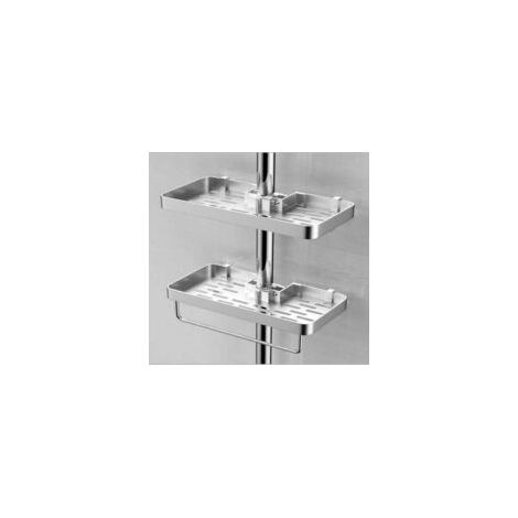 Lot de 2 Étagères de Douche Sans Perçage, Porte-Savon en Aluminium avec Plateau pour Gel Douche, Compatible avec les Tubes de 22-25mm (1/4)