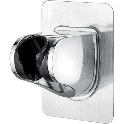 Support Douche Sans Percage Colle 3M- Support Pommeau de Douche Universel, Réglable (45°), Support Douchette Mural Charge Jusqu'à 18 kg, pour Pommeau de Douche Douchette Salle de Bain, Chrome (1/4)