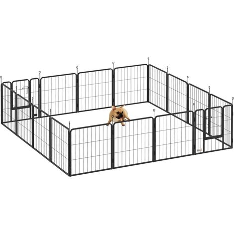 Parc pour chien, parc pour animaux, 16 panneaux, clôture portable pliable, sécurisé, noir (1/5)