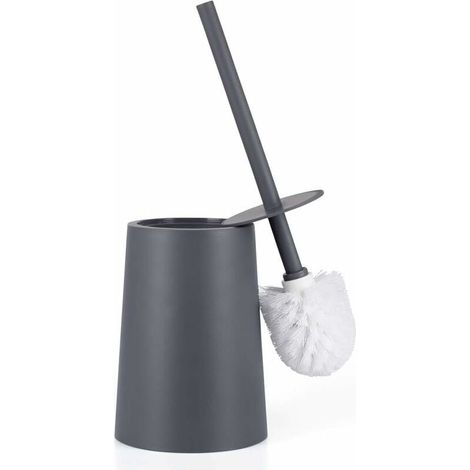 Ensemble de brosses de toilette grises en avec couvercle Plastique (1/4)