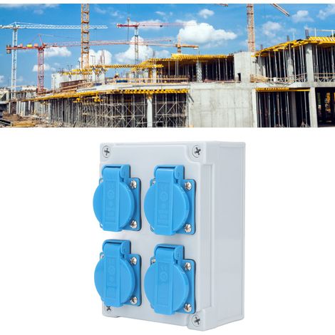 Europäische Wandsteckdose mit 4 Steckdosen, 250 V 16 A, elektrische Verteilereinheit für Gebäude, wandmontierte elektrische Verteilereinheit, wasserdichte Außensteckdosenbox IP44. (1/5)