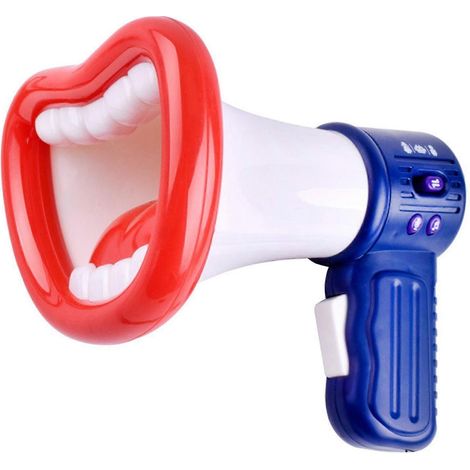 Klaxon changeur de voix pour enfants, en forme de bouche, avec plusieurs boutons, poignée antidérapante et cordon, blanc, qualité supérieure standard. (1/5)