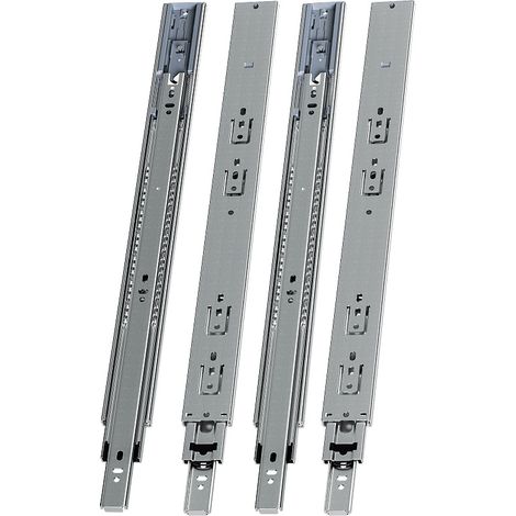 Randaco Guías para cajones 45 kg, 3 partes, acero laminado en frío, guía telescópica, para cocina, baño y oficina 2 par 500mm (1/5)
