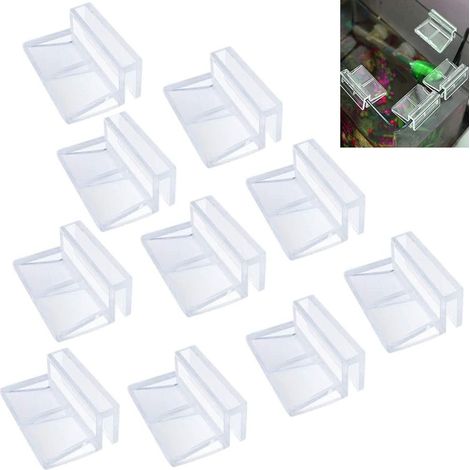 Supports pour couvercles en verre d'aquarium, 10 unités, acrylique transparent, 8 mm d'épaisseur, installation sécurisée sans cadre.-AquaForge (1/5)