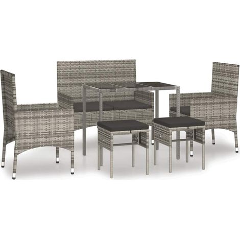 Salon de jardin 6 pcs Contemporain, Ensemble repas de jardin, avec coussins Gris Résine tressée OIB2114E (1/5)