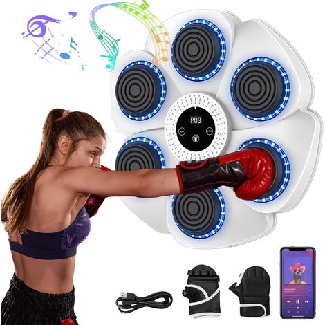 Máquina de boxeo, conectividad Bluetooth, modos de entrenamiento ajustables, color blanco. (1/2)