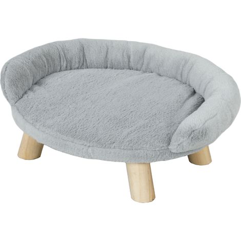 PawHut Lettino per Cani e Gatti Sfoderabile in Peluche 47x40x20cm Grigio (1/5)