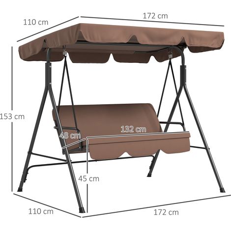 Balançoire Hollywood 3 places avec auvent réglable hydrofuge - Supporte jusqu'à 200 kg idéale pour détente dans jardin et sur terrasse (1/5)