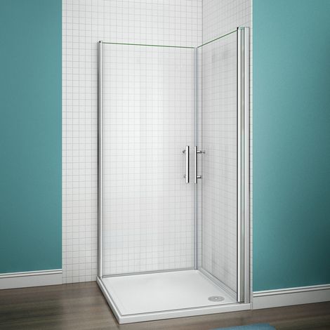 Duschkabine 100X90X197cm schwenkbar 180°Duschabtrennungen Nischentür Duschtür aus 6mm Sicherheitsglas Dusche (1/5)