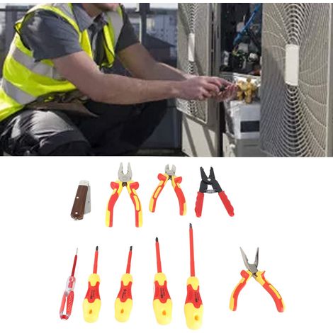 Jeu d'outils d'électricien isolé 10 pièces avec tournevis à tête cruciforme fendue (1/5)