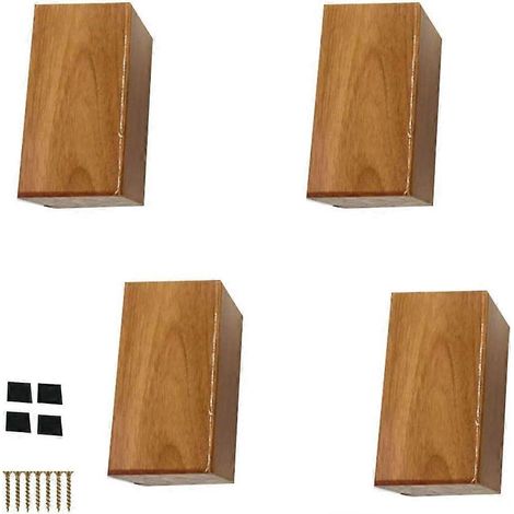 Massivholz-Möbelbeine, quadratische Sofafüße aus Holz, Ersatzfüße für Schränke, TV-Tisch, Couchtisch, Stuhl, Hocker, Kommode, Bett, Hartholz – 5 cm (2 Zoll) – Holzfarbe