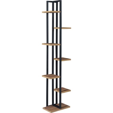 Portapiante a 6 livelli 150 x 34 x 21 cm effetto noce / nero 030007694