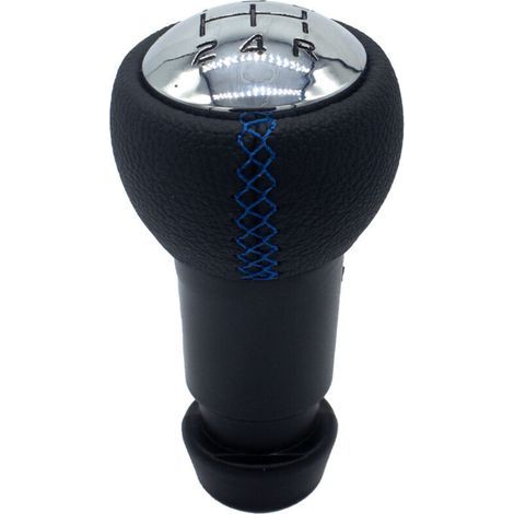 Convient aux voitures Peugeot, boîte de vitesses manuelle, pommeau de levier de vitesse, accessoires intérieurs cousus style daim, noir avec fil noir, 5 vitesses, un paquet. (1/4)