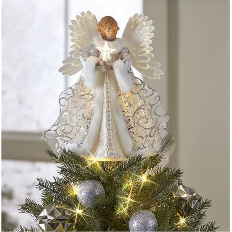 Anges de l’arbre de Noël, décoration de l’arbre de Noël LED insigne d’arbre de Noël lumineux avec des lumières, décoration de Noël (1/4)