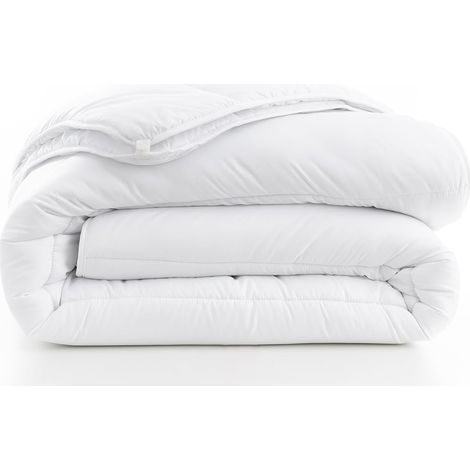 Couette 4 Saisons Modulable - 2 Couettes Reliables par Attaches, 300g/m² et 200g/m² - Garnissage et Enveloppe 100% Polyester, Fabriquée en France - 200 x 200 cm (1/5)