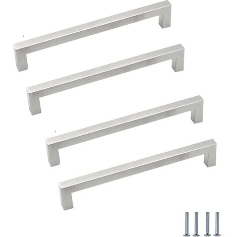 Juego de 4 tiradores para cajones de 19,2 cm, tiradores para muebles de cocina, níquel cepillado, acero inoxidable, aptos para tocadores.