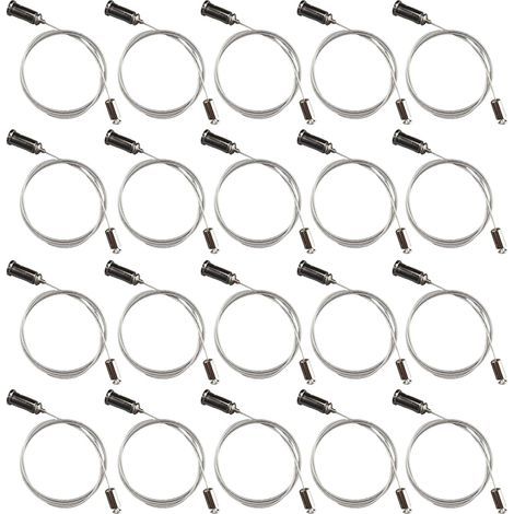 Hexagon Light Cable, Suspension Wire Rope, Pendant Light Hanging Kit, High Strength Iron Material, Ideal for Ceiling Mount Use, 39.37 Inches, Silver Color, 20 Pieces (1/4)