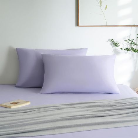 Lot de 2- Taies d'oreiller 50x70cm Violet Clair Housse d'oreiller avec Une Fermeture éclair en Microfibre (1/5)