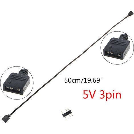 Connecteur d'interface RGB 3 broches 5 V, câble d'extension pour carte mère d'ordinateur - 50 cm