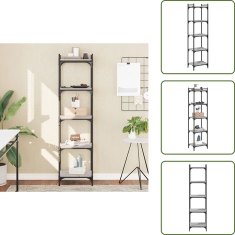 The Living Store Bücherregal 5 Böden Grau Sonoma 40x30x154 cm Holzwerkstoff - Bucherregal - Regal - Holzmöbel - Grau Sonoma - Wohnraumgestaltung (1/5)