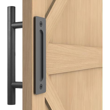 30CM Poignée de Porte Coulissante, Noires Avec Poignée de Porte Coulissante, Grande Taille Rustique, Convient pour Portails, Garages, Armoires (1/5)