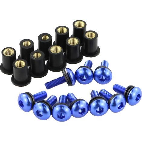 Vite per moto, alluminio anodizzato, compatibilità universale, blu (1/2)